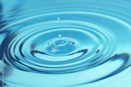 Splash of blue water with drop, closeup