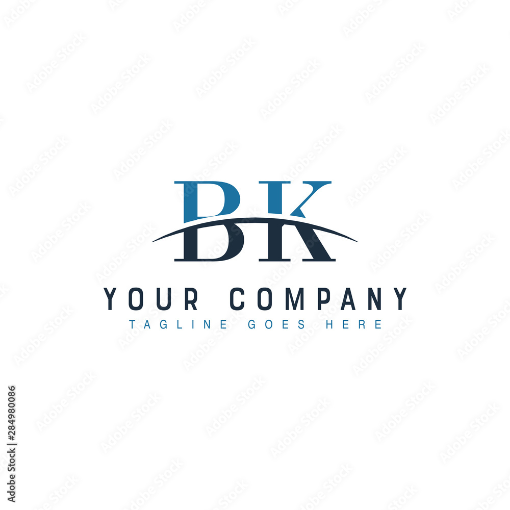 Initial letter BK, overlapping movement swoosh horizon logo company design inspiration in blue and gray color vector Initial letter BK, overlapping movement swoosh horizon logo company design inspiration in blue and gray color vector