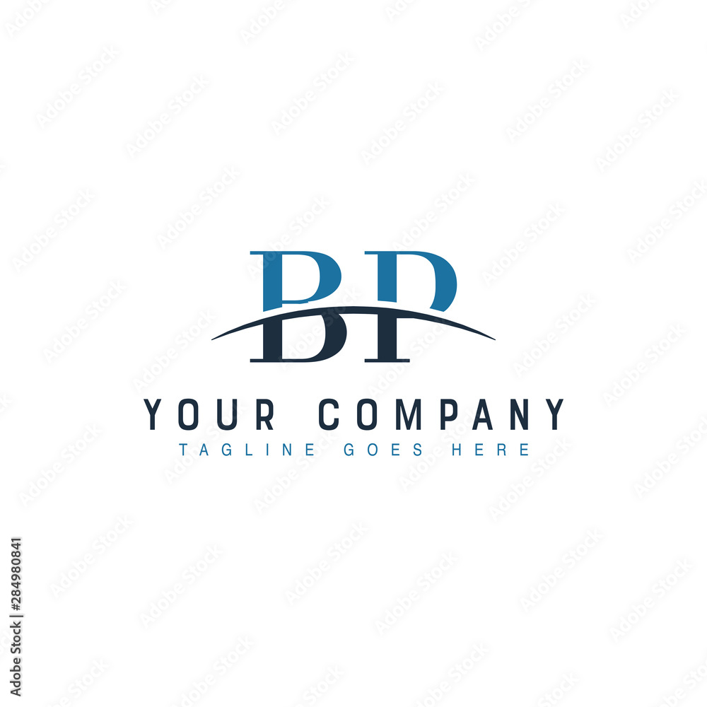 Initial letter BP, overlapping movement swoosh horizon logo company design inspiration in blue and gray color vector