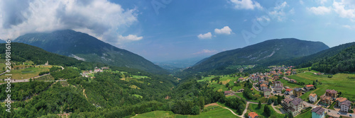 Panoramic view of the ski resort Andalo Trento northern Italy. Aerial view, summertime. © Berg