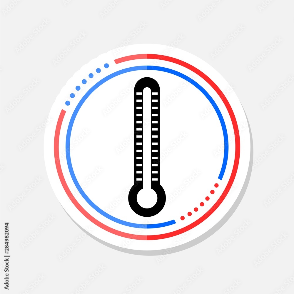 Thermometer sticker icon isolated on white background. Flat design Thermometer sticker icon isolated on white background. Flat design