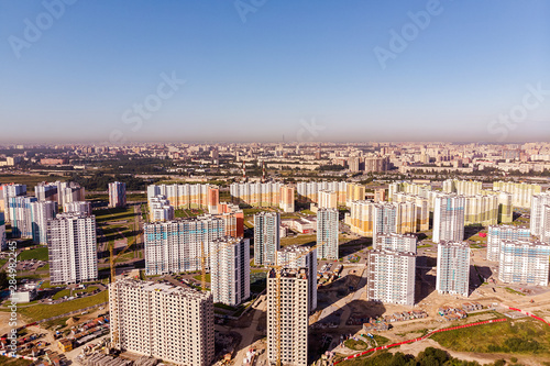 New residential area on the outskirts of St. Petersburg. Panorama from the high.