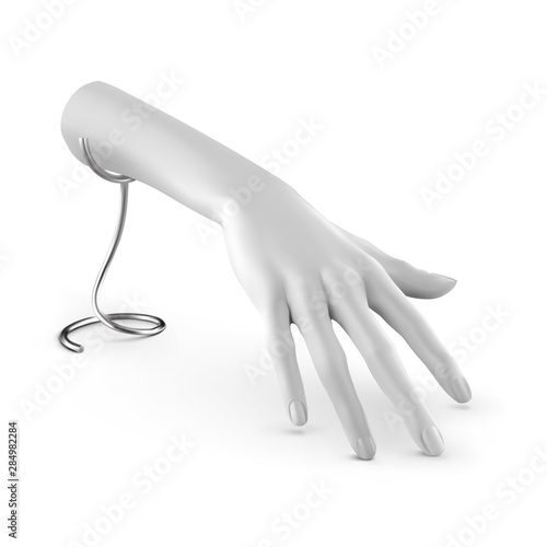 White mannequin female hand on a stand. 3D realistic Vector illustration isolated on a white background
