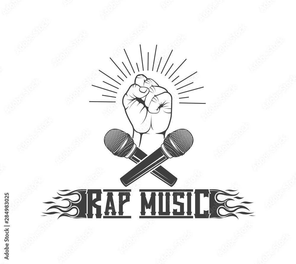 Musique Rap . Concept D'emblème Musical De Vecteur. Une Main Tient