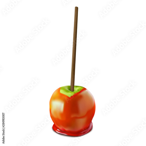 Apple caramel Green. Vector 3d realistic