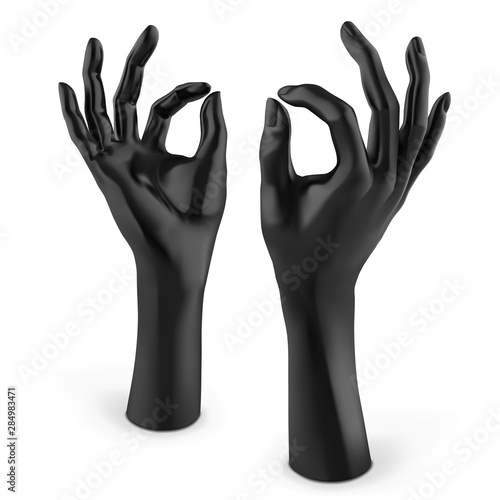 Black mannequin female hand. Vector 3D illustration isolated on a white background