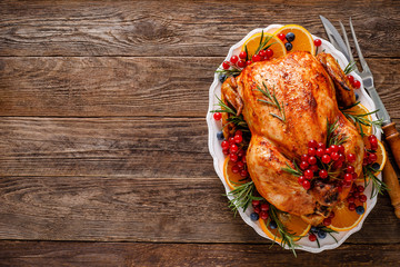 Christmas turkey. Traditional festive food for Christmas or Thanksgiving