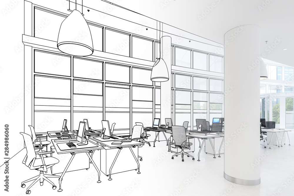 Fototapeta premium Modern Office Conception 03 (draft) - 3d illustration