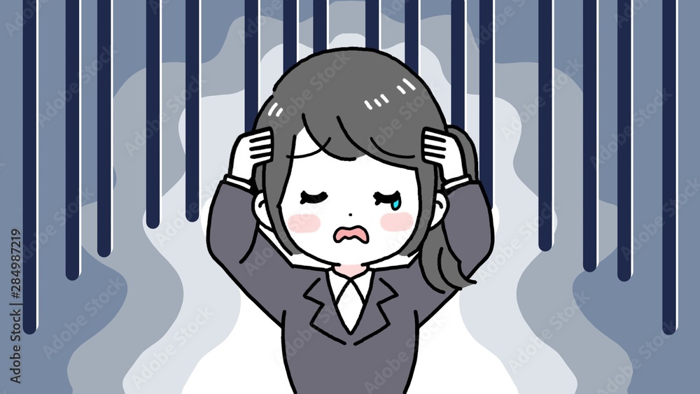 落ち込むスーツの女性 黒髪ポニーテール どんより Stock イラスト Adobe Stock 落ち込むスーツの女性 黒髪ポニーテール どんより Stock イラスト Adobe Stock