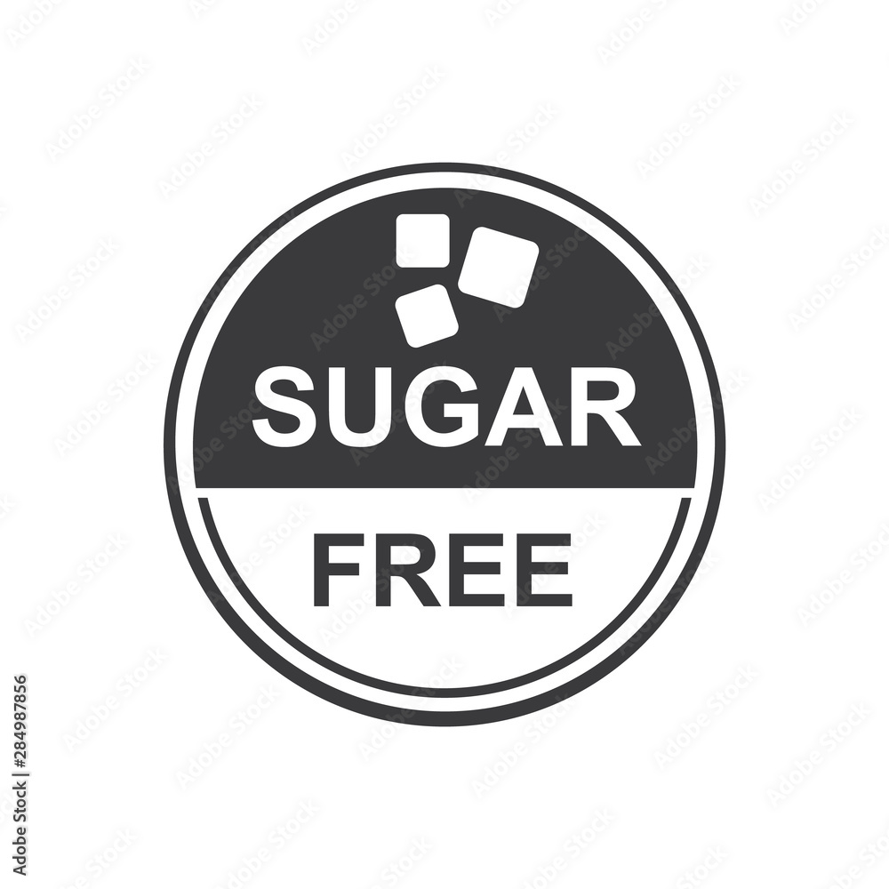 Sugar free vector icon for no sugar added product. Sugar free vector icon for no sugar added product.