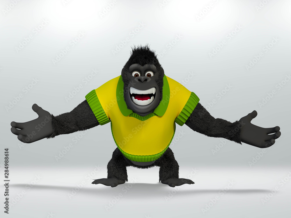 gorilla questioning with open hands. 3D Illustration. gorilla questioning with open hands. 3D Illustration.