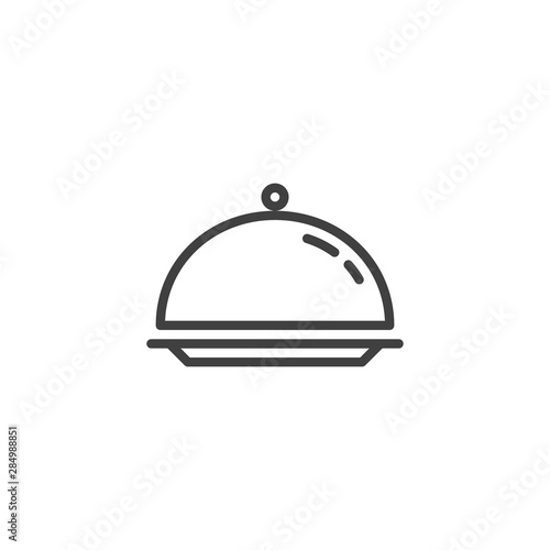 Cloche, food tray line icon. linear style sign for mobile concept and web design. Tray outline vector icon. Restaurant service symbol, logo illustration. Vector graphics