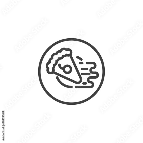 Piece of cake on a plate line icon. linear style sign for mobile concept and web design. Cheesecake slice, top view outline vector icon. Dessert menu symbol, logo illustration. Vector graphics