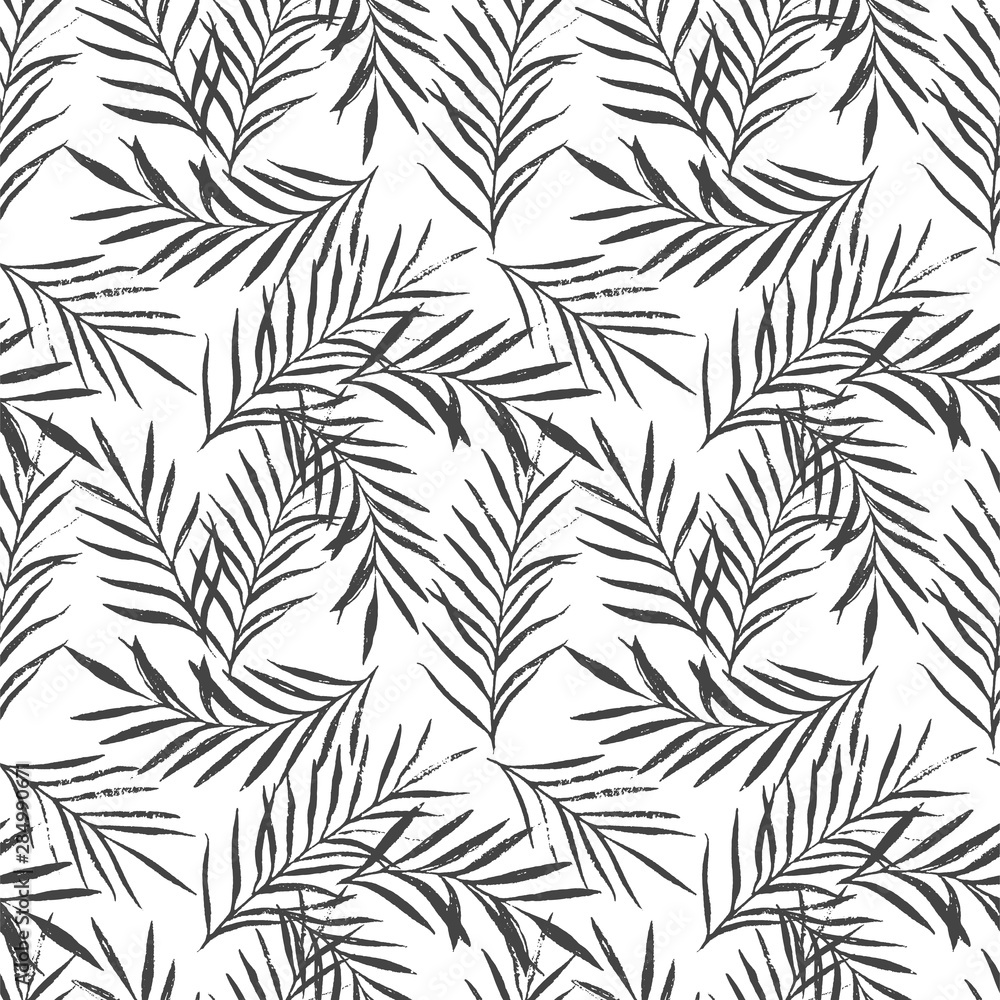 Abstract simple floral monstera seamless pattern with trendy hand drawn textures in black and white colors. Modern abstract design for paper, cover, fabric, interior decor and other users Abstract simple floral monstera seamless pattern with trendy hand drawn textures in black and white colors. Modern abstract design for paper, cover, fabric, interior decor and other users