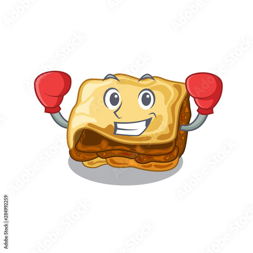 Boxing moussaka with in the mascot shape