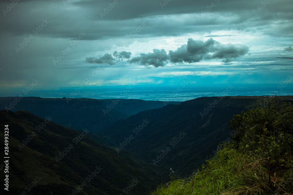 Bangladesh Viewpoint from Seven Sister Falls in Northeastern Indian City of Cherrapunji in State of Meghalaya