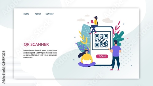Informative Banner is Written Qr Scanner Flat. 