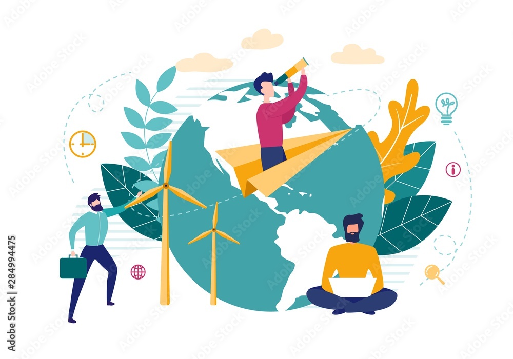 Fototapeta premium Bright Flyer Distribution Information Cartoon.