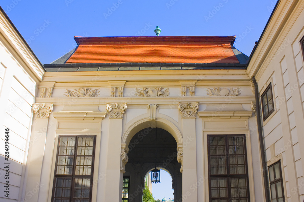 Fragment of entrance gate to Lower Belvedere Palace in Vienna, Austria