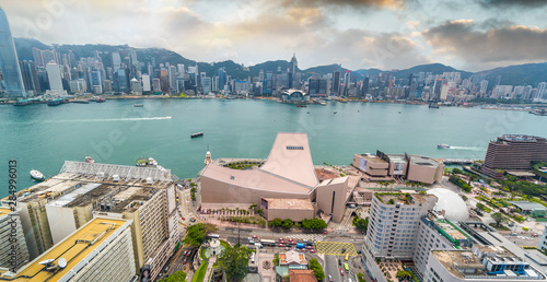 Canvas Print Amazing aerial skyline of Hong Kong from Kowloon