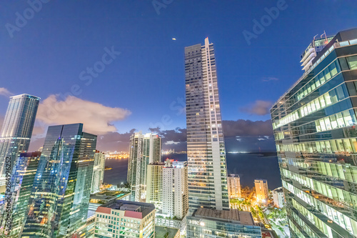 Downtown Miami skyline at sunrise. Aerial view from a high viewpoint © jovannig