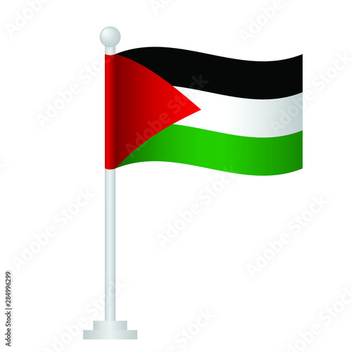 Palestine flag. National flag of Palestine on pole vector 