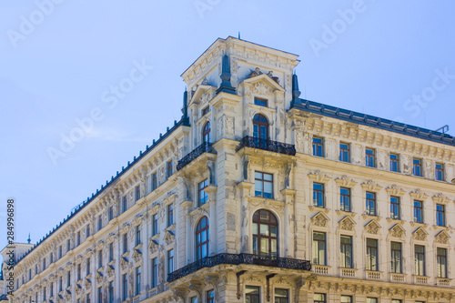 Rich decoration of the old historical building in Old Town of Vienna, Austria