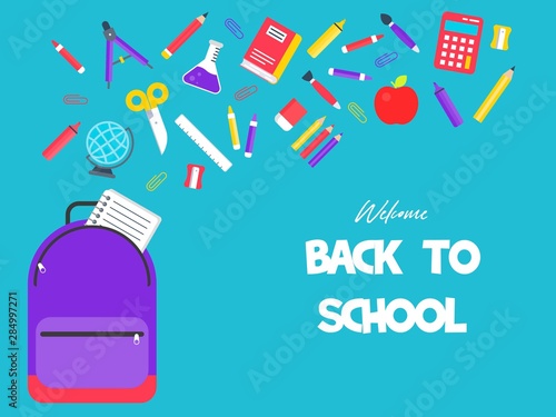 Back to school poster template vector illustration