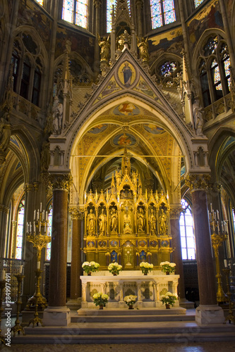 Interior of Votive Church  Votivkirche  is a neo-Gothic church in Vienna  Austria