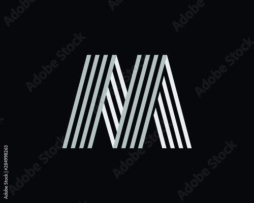 Outstanding Professional Elegant Trendy Awesome Artistic Black and White Color NA AN MM Initial Based Alphabet Icon Logo