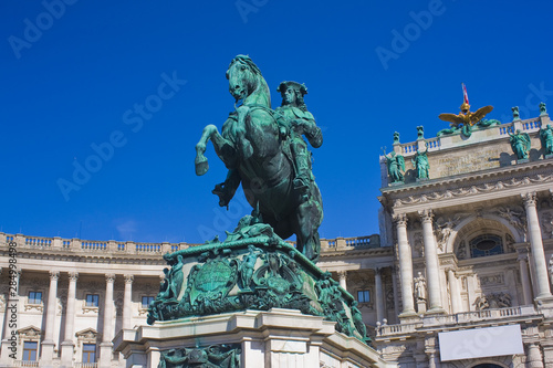 Equestrian statue of Prince Eugene of Savoy by Anton Dominick Ritter von Fernkorn (1865) at Heldenplatz (Heroes' square) in Vienna
