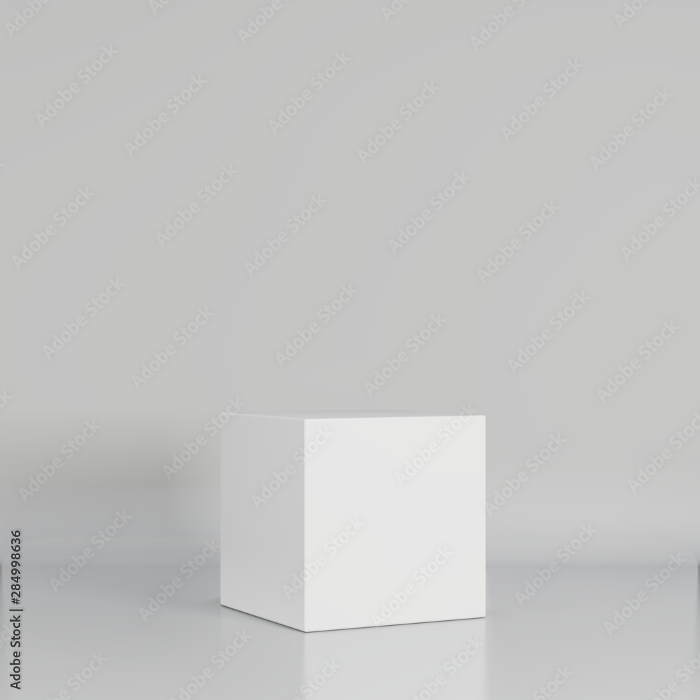 White pedestal in light studio. 3d rendering background. White pedestal in light studio. 3d rendering background.