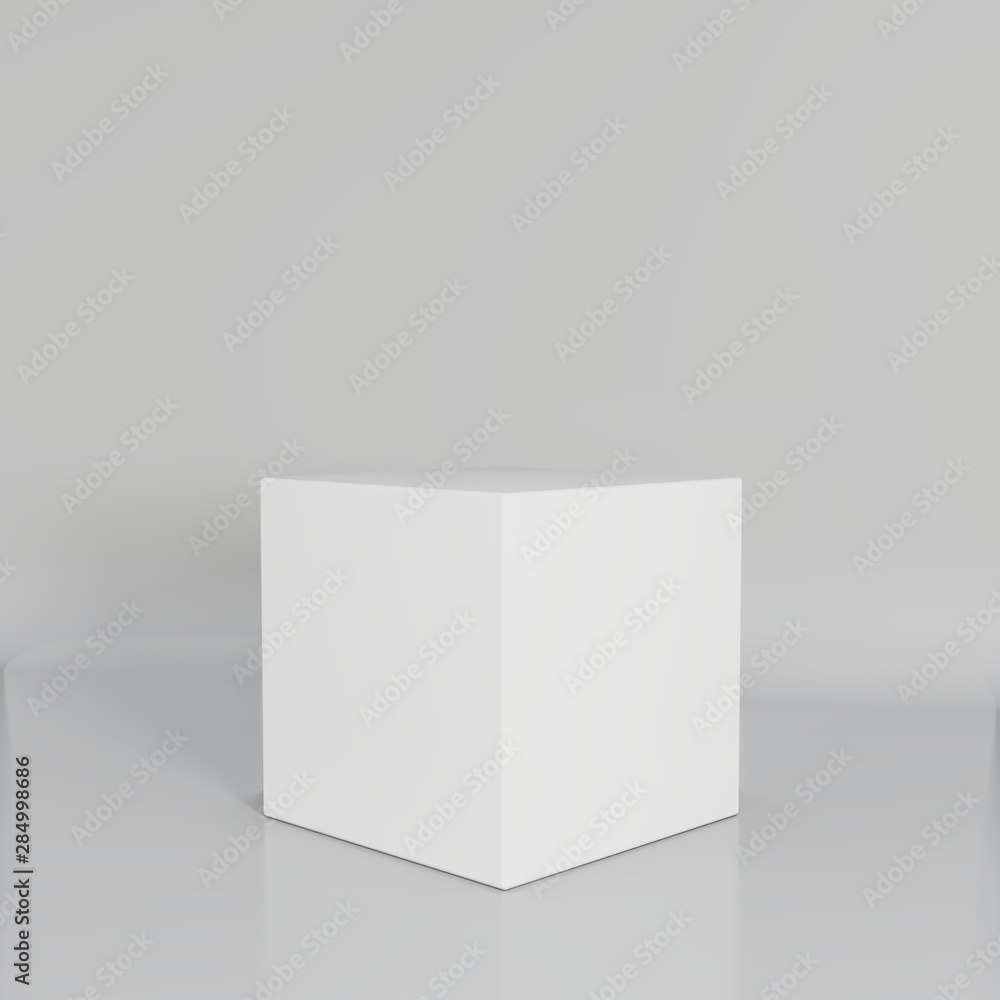 White cube on wall studio background. 3d rendering. White cube on wall studio background. 3d rendering.