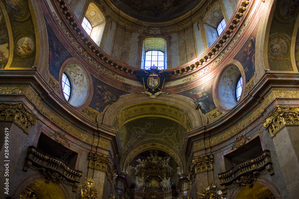 Luxury interior of St Peter Church (Peterskirche) in Vienna