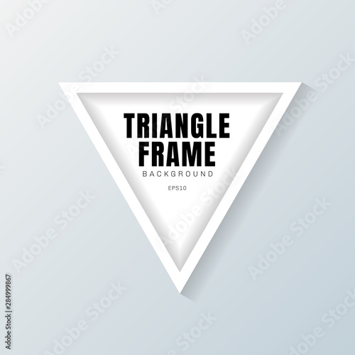 Realistic white triangle frame mockup on gray background. You can use for interior design text box element, picture framing.