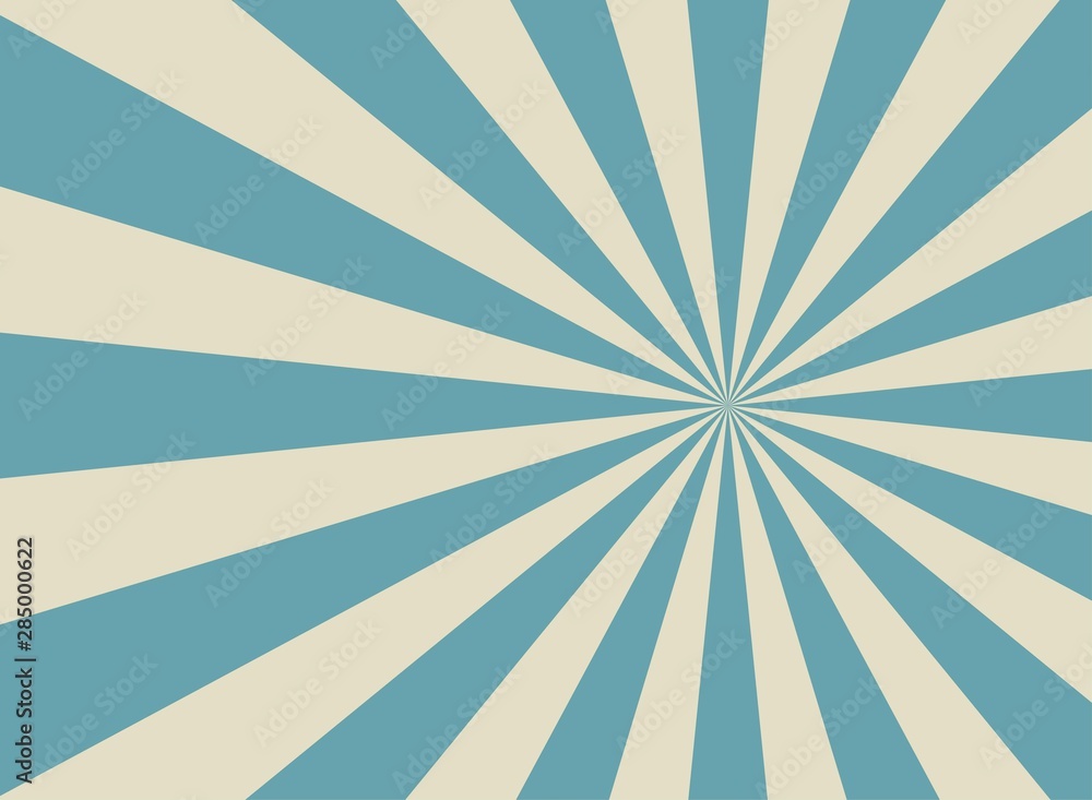 Obraz premium Sunlight wide retro faded background. Blue and beige color burst background.