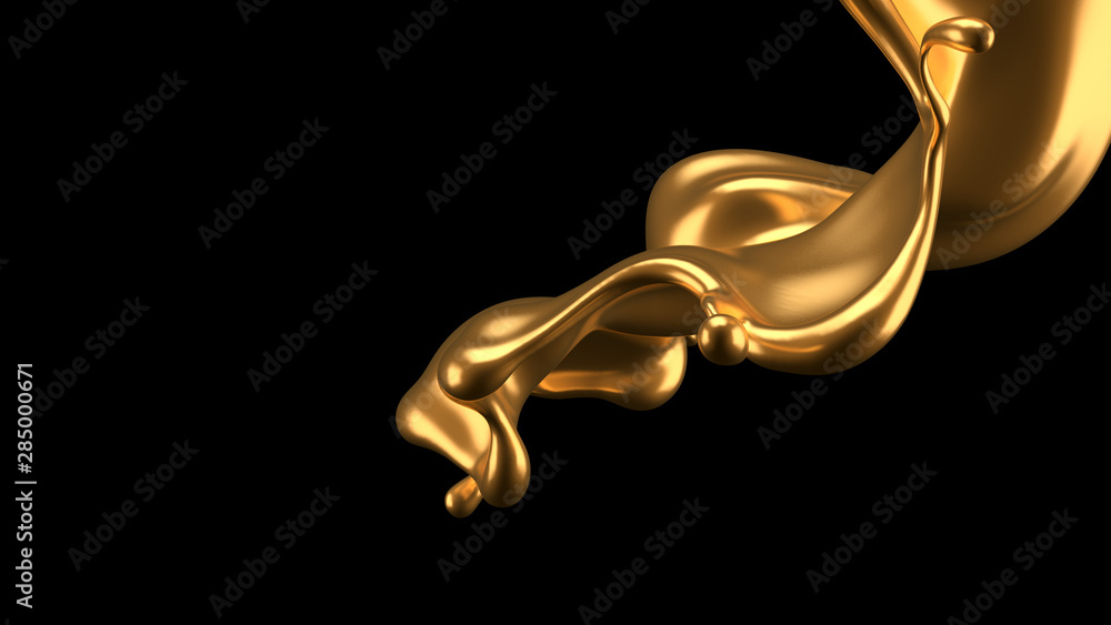 custom made wallpaper toronto digitalLuxury elegant splash liquid gold. 3d illustration, 3d rendering.