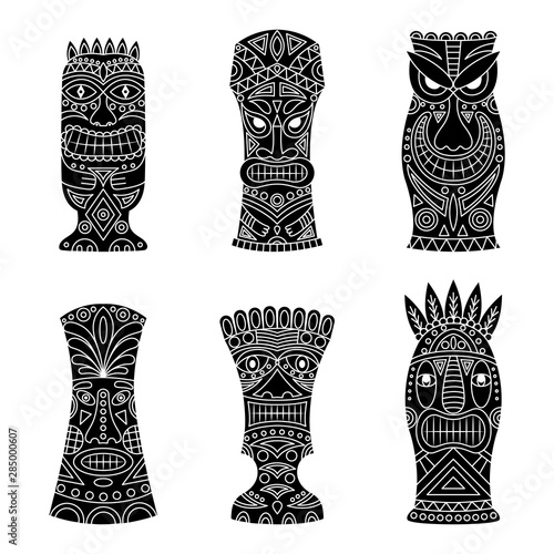 Tiki idols icon set.