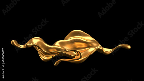 Luxury elegant splash liquid gold. 3d illustration  3d rendering.
