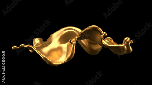 Luxury elegant splash liquid gold. 3d illustration, 3d rendering. © Pierell