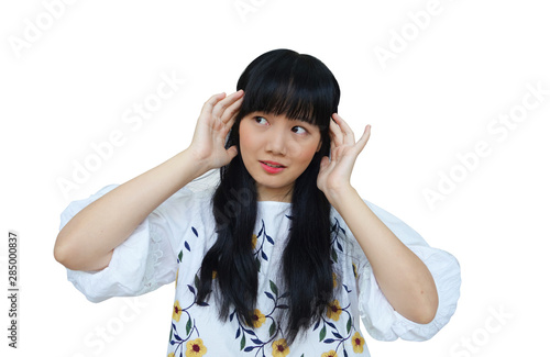 Cute Asian Girl Looking Upset.