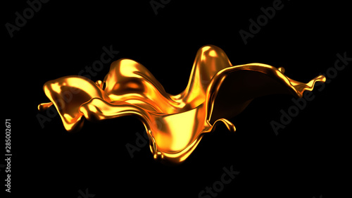 Fototapeta Naklejka Na Ścianę i Meble -  Luxury elegant splash liquid gold. 3d illustration, 3d rendering.