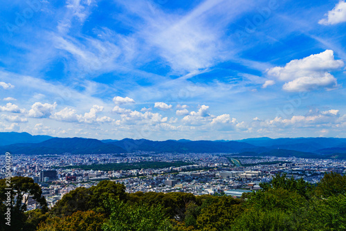 [日本の観光イメージ] 関西の中心であり観光都市である京都の北側を望むパノラマビュー