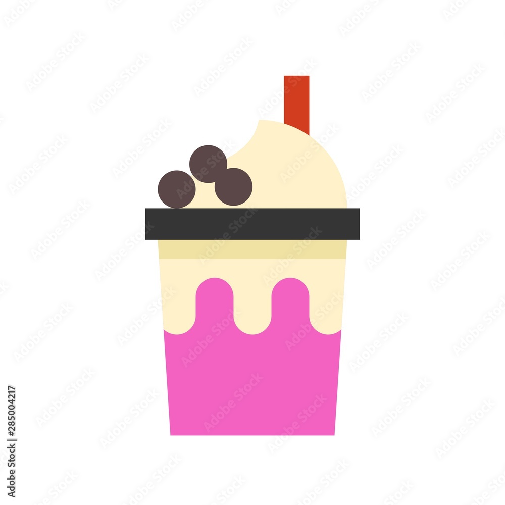 Bubble tea or Pearl milk tea flat icon Bubble tea or Pearl milk tea flat icon