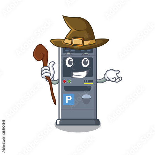 Witch parking vending machine isolated the mascot photo