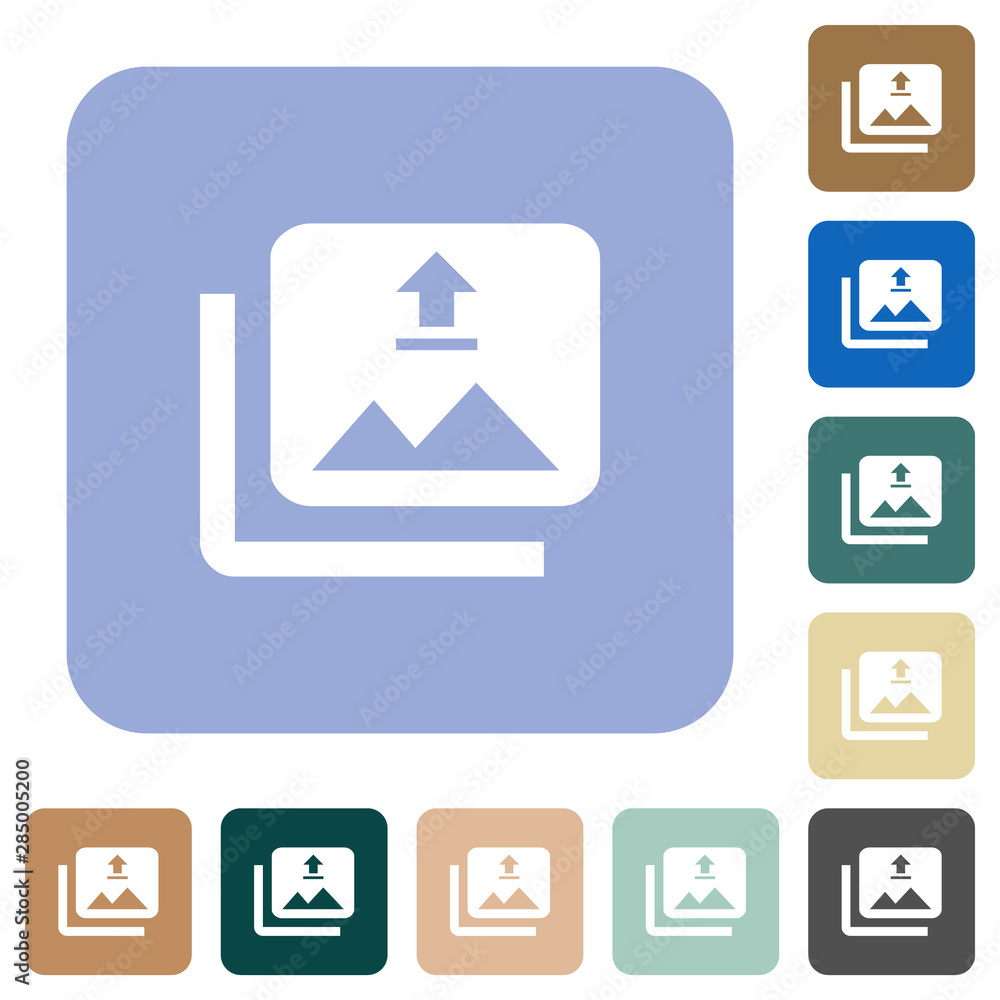 Upload multiple images rounded square flat icons Upload multiple images rounded square flat icons