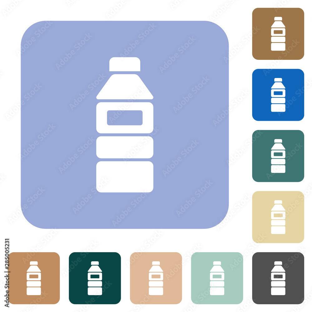 Water bottle with label rounded square flat icons Water bottle with label rounded square flat icons