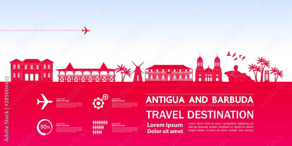 Antigua and Barbuda travel destination grand vector illustration.