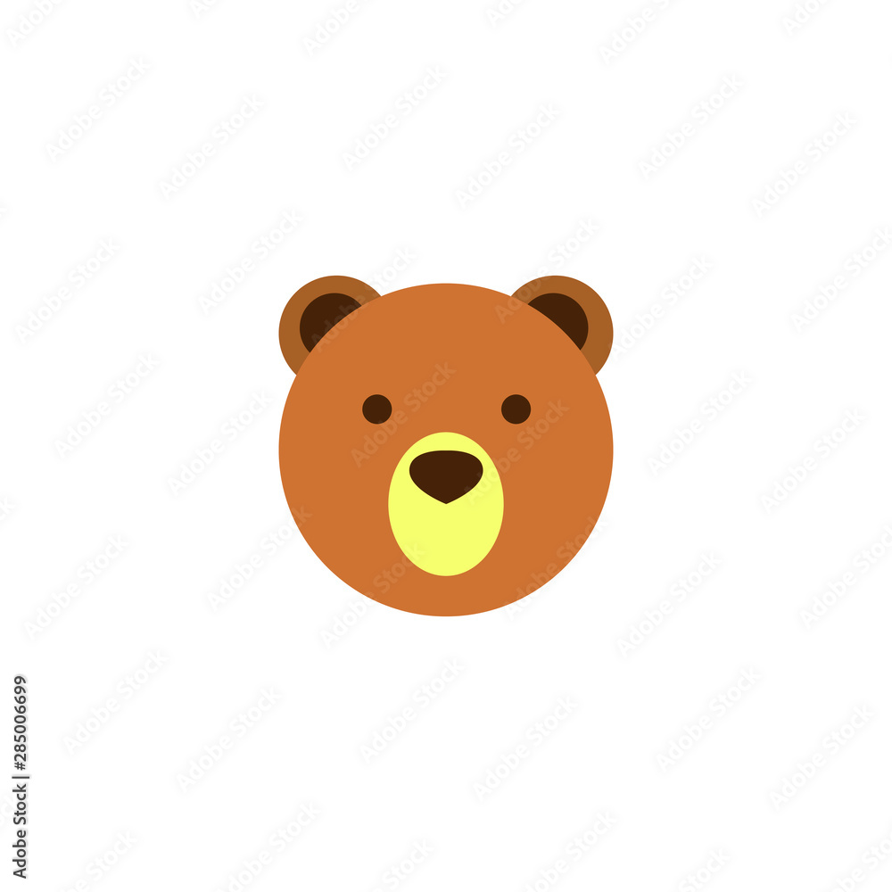 Cute bear round vector graphic icon.grizzly bear animal head, face illustration. Isolated on white background Cute bear round vector graphic icon.grizzly bear animal head, face illustration. Isolated on white background