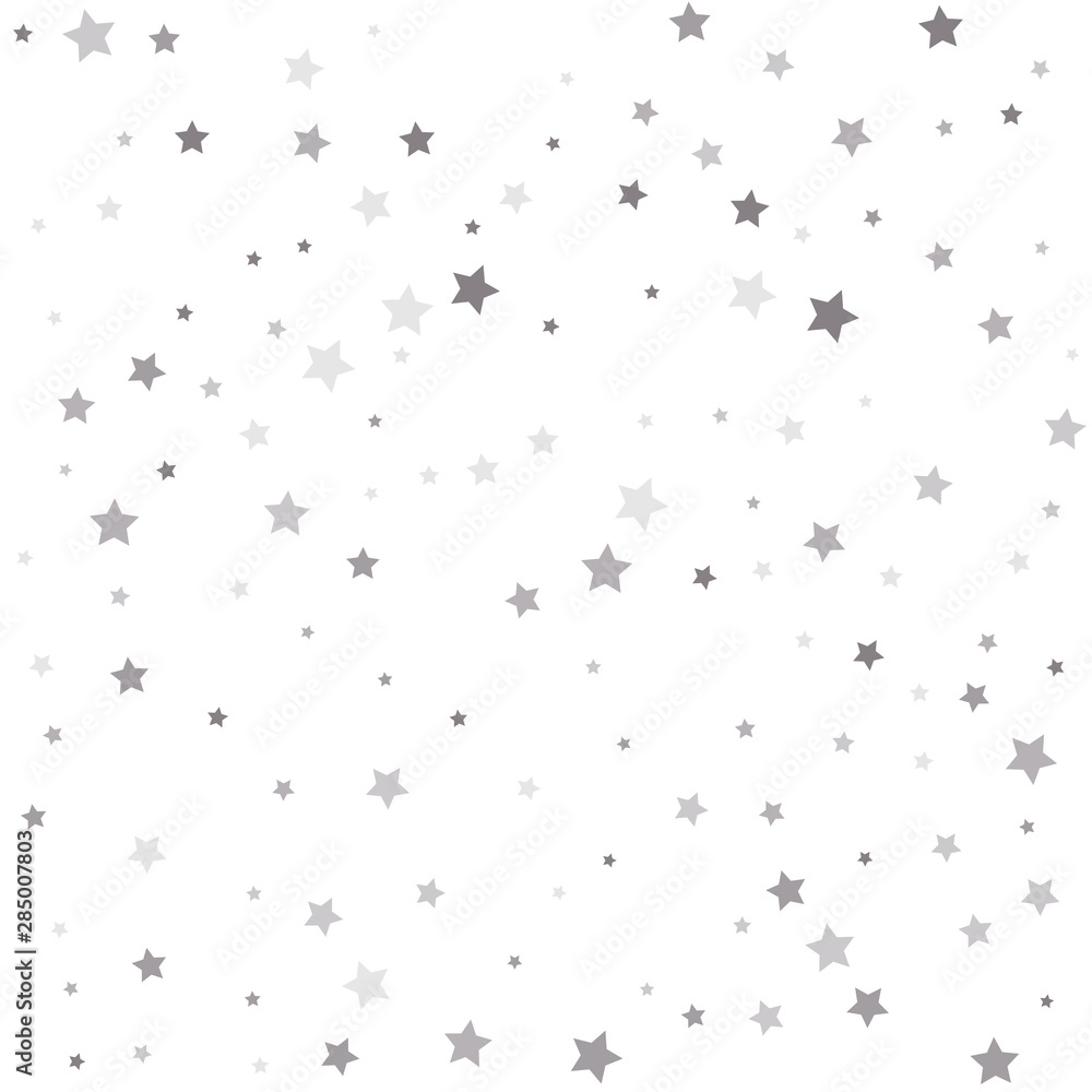 Christmas stars background vector, flying silver sparkles confetti. Premium sparkles stardust background pattern.